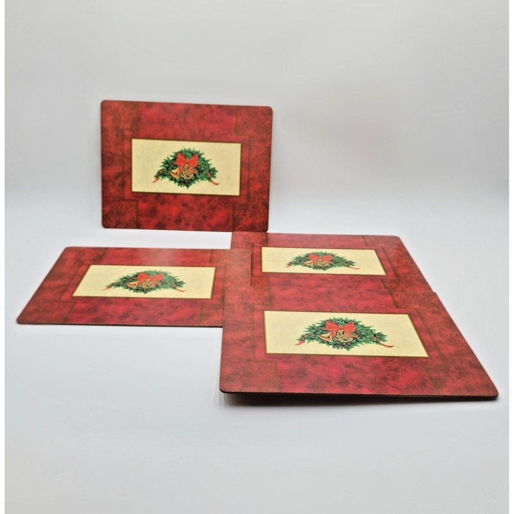 Vintage Pimpernel Christmas Holly Placemats Set of 4 Cork Back England Classic